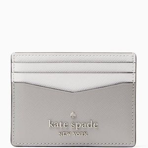 Kate Spade Staci small slim card holder brand new nimbus grey